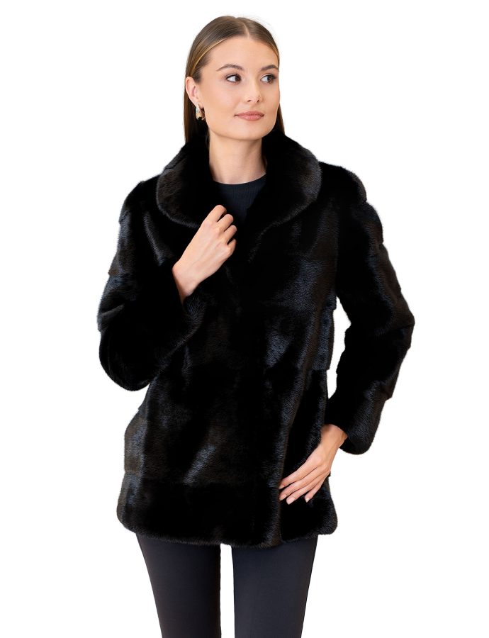 Black horizontal mink fur stroller